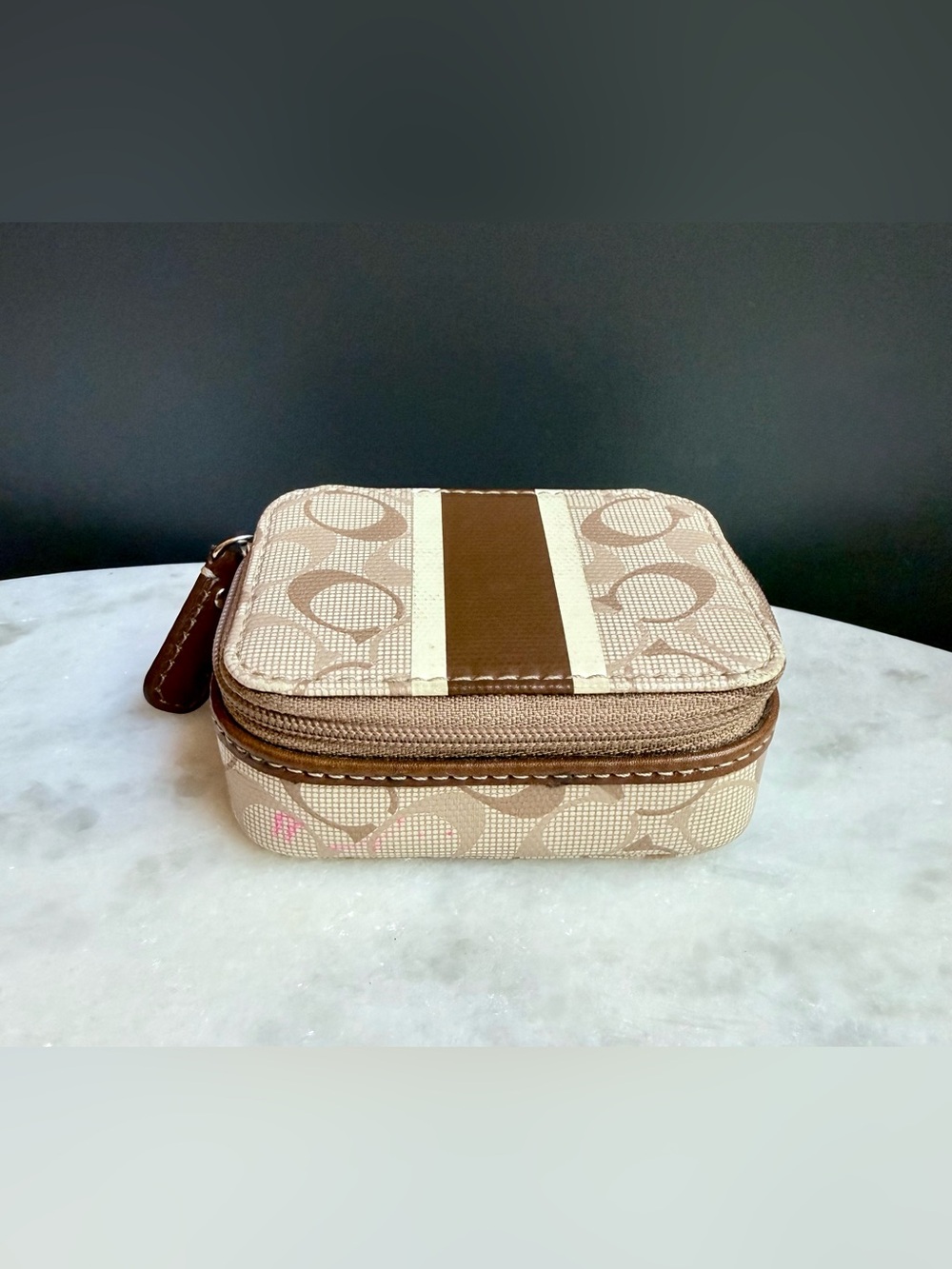 Coach Signature Stripe Pill Case Box